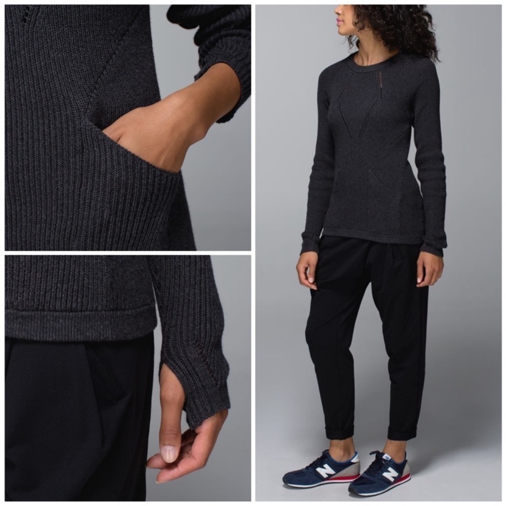 Lululemon The Sweater The Better Heathered Black 100% Cotton size 4